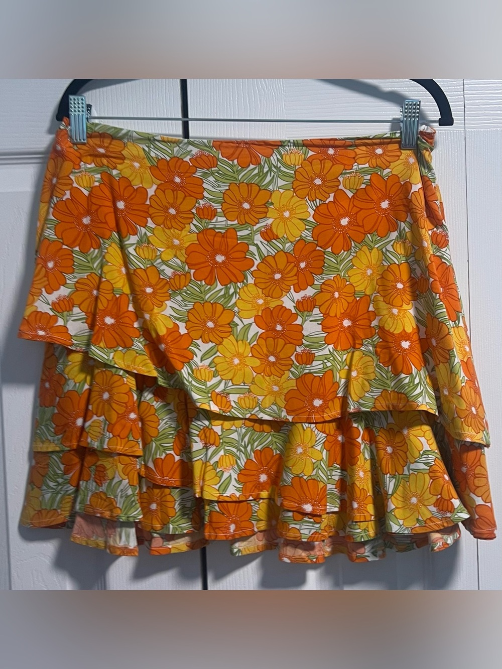 Sadie & Sage Poppy Print Ruffle Mini Skirt